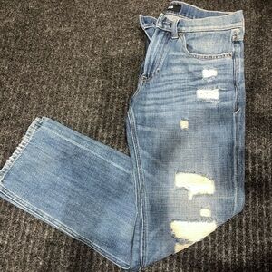 Express Slim Straight Jeans Mens 31x30 Blue Distressed Denim